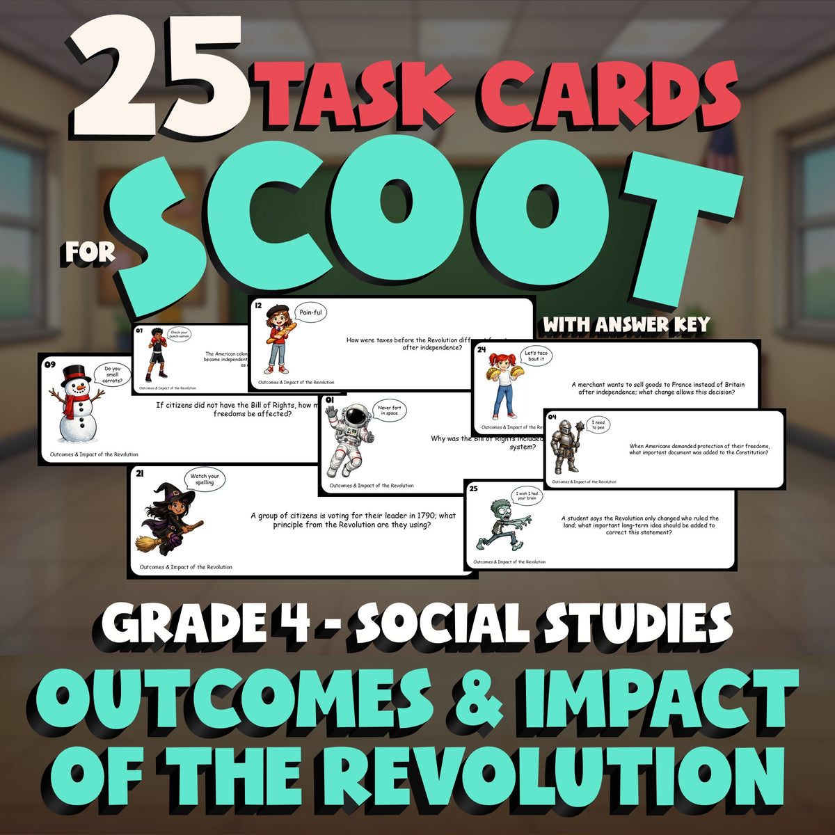 Outcomes & Impact of the Revolution SCOOT TASK CARDS Socials Game - Grade 4