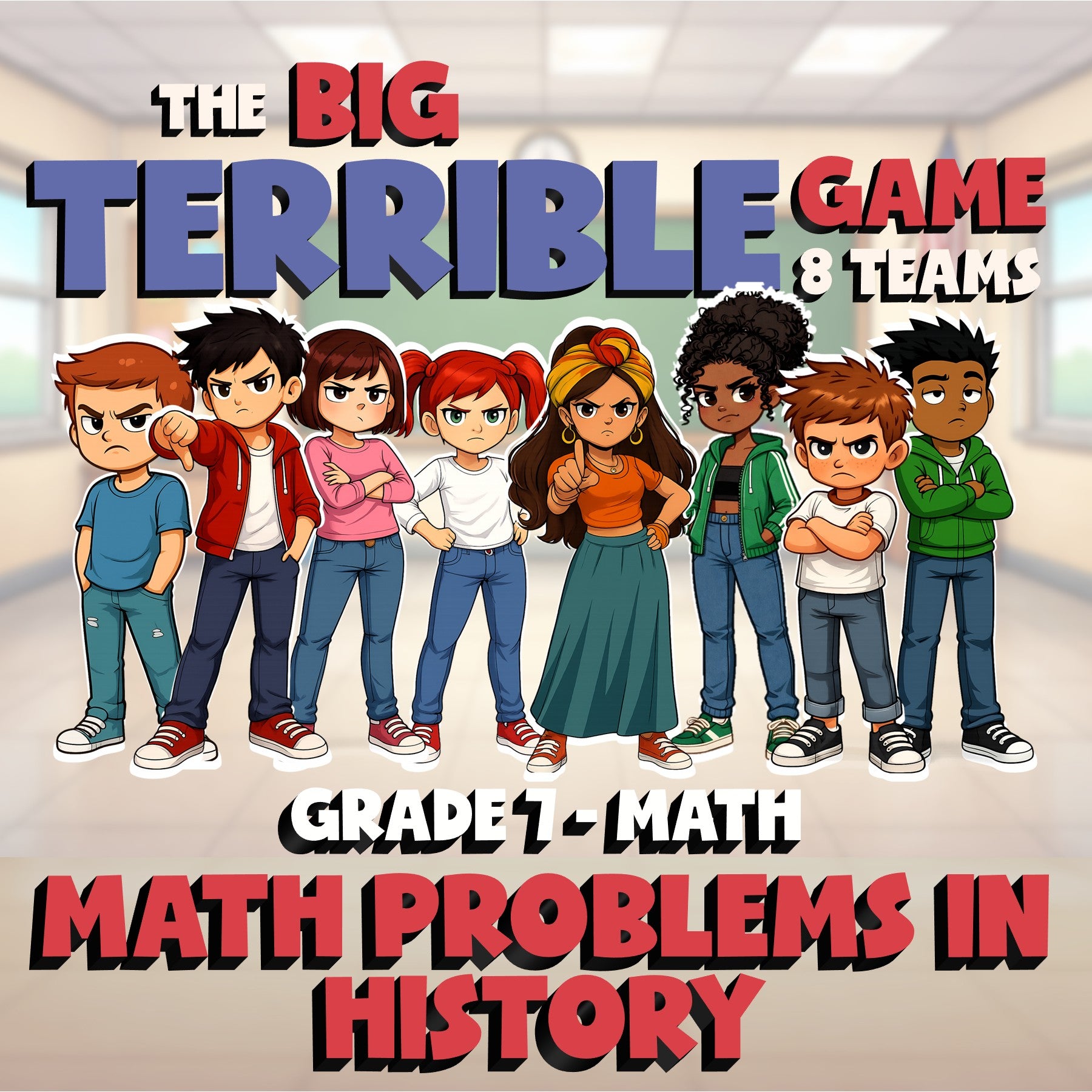 Math Problems in History BIG TERRIBLE GAME - No Prep Grade 7 Math Review