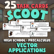 Vector Applications SCOOT TASK CARDS Math Game - No Prep PreCalculus Review