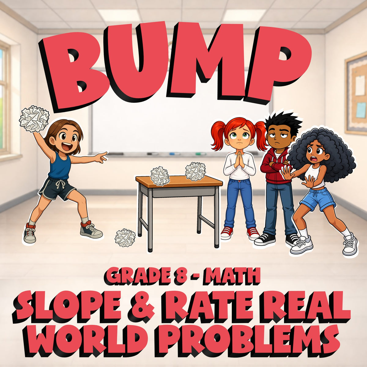 Slope & Rate Real World Problems BUMP Math Game - No Prep Grade 8 Review