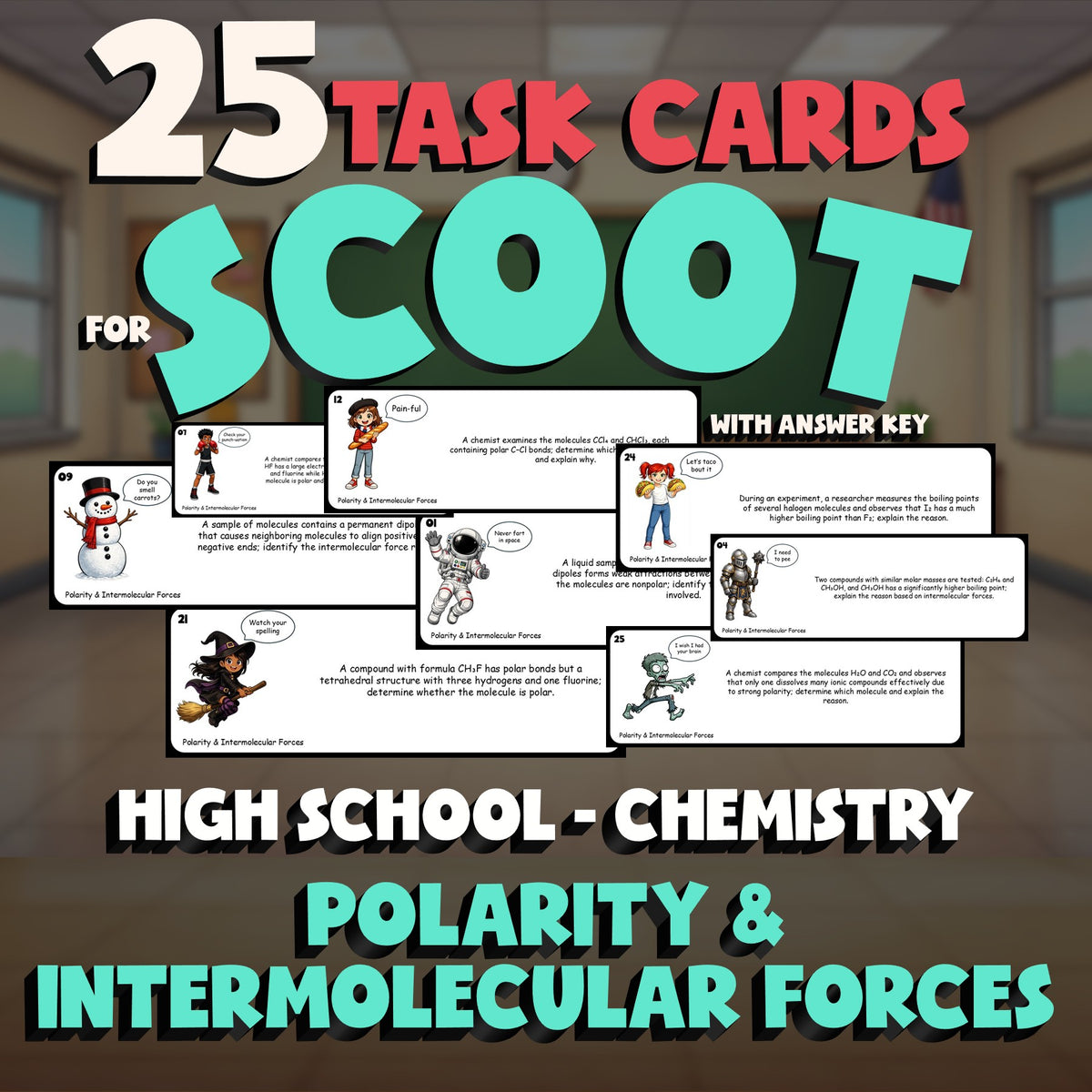 Polarity & Intermolecular Forces SCOOT TASK CARDS Science Game - Chemistry