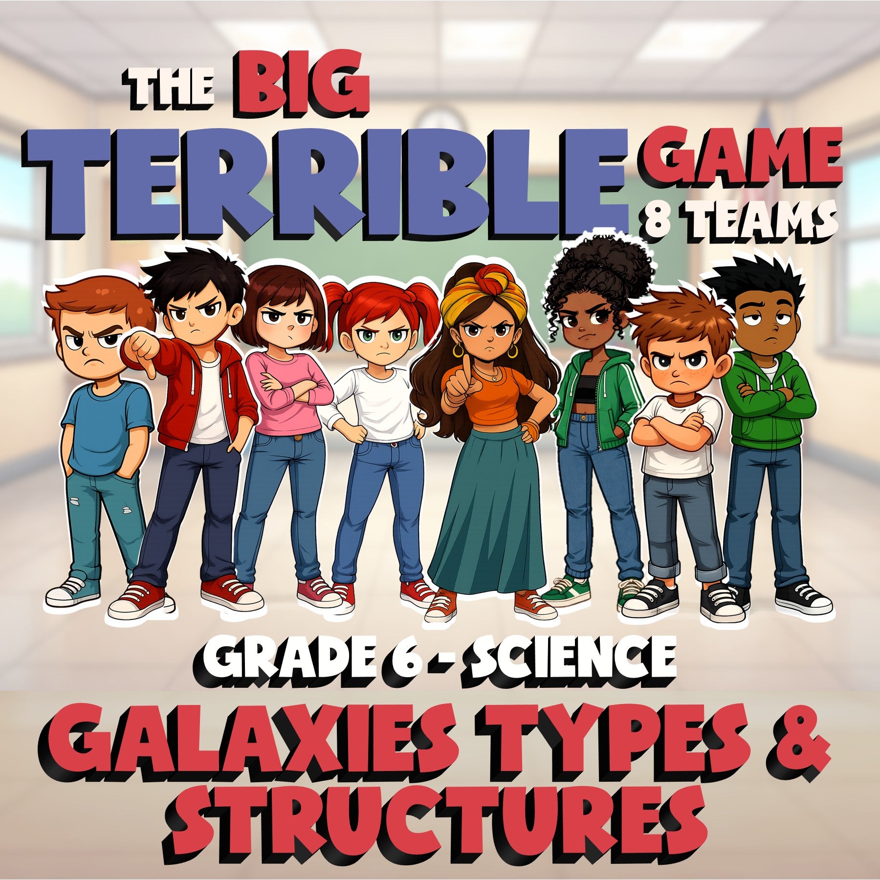 Galaxies Types & Structures BIG TERRIBLE GAME - No Prep Grade 6 Science Review