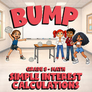 Simple Interest Calculations BUMP Math Game - No Prep Grade 8 Review Activity