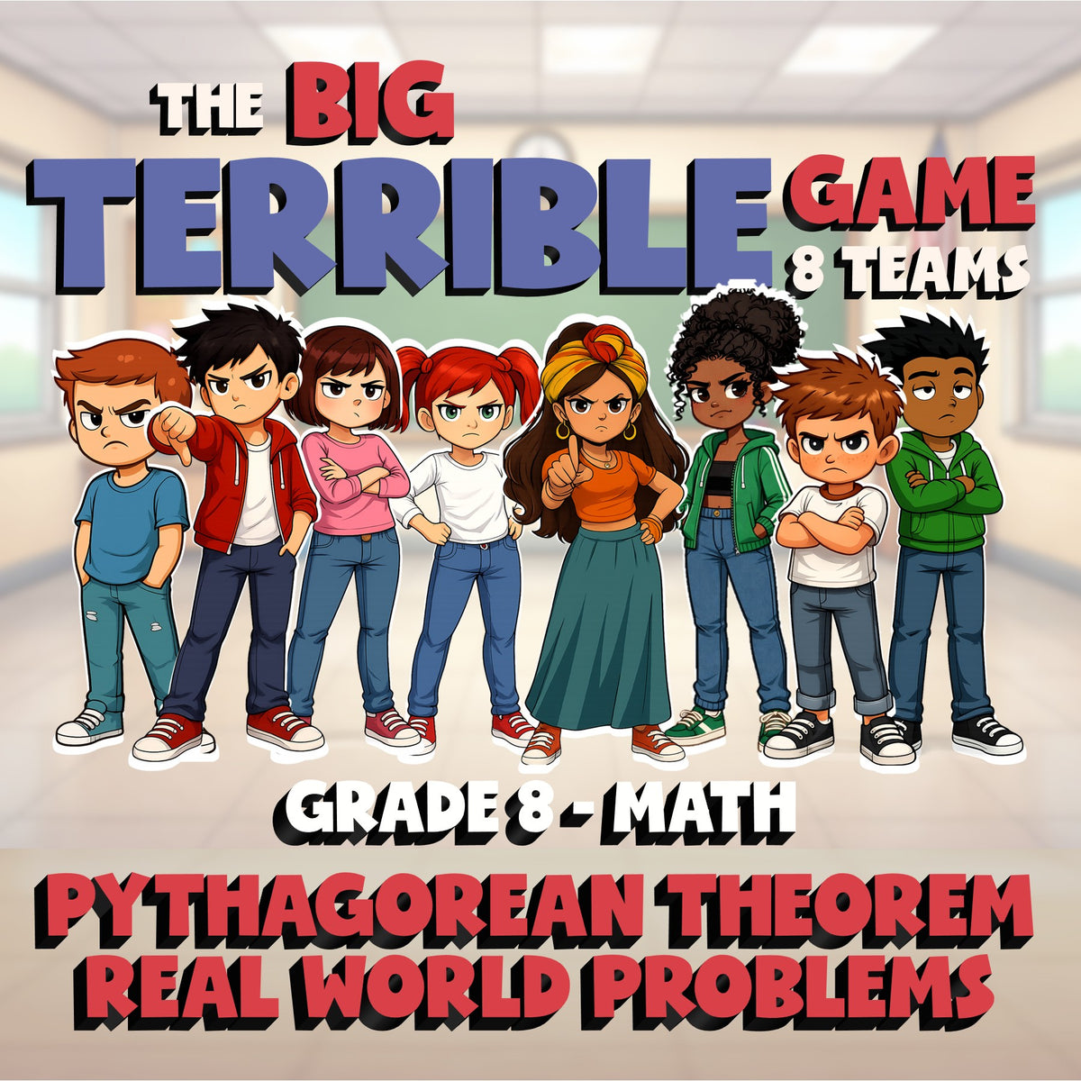 Pythagorean Theorem Real World Problems BIG TERRIBLE GAME - Grade 8 Math Review