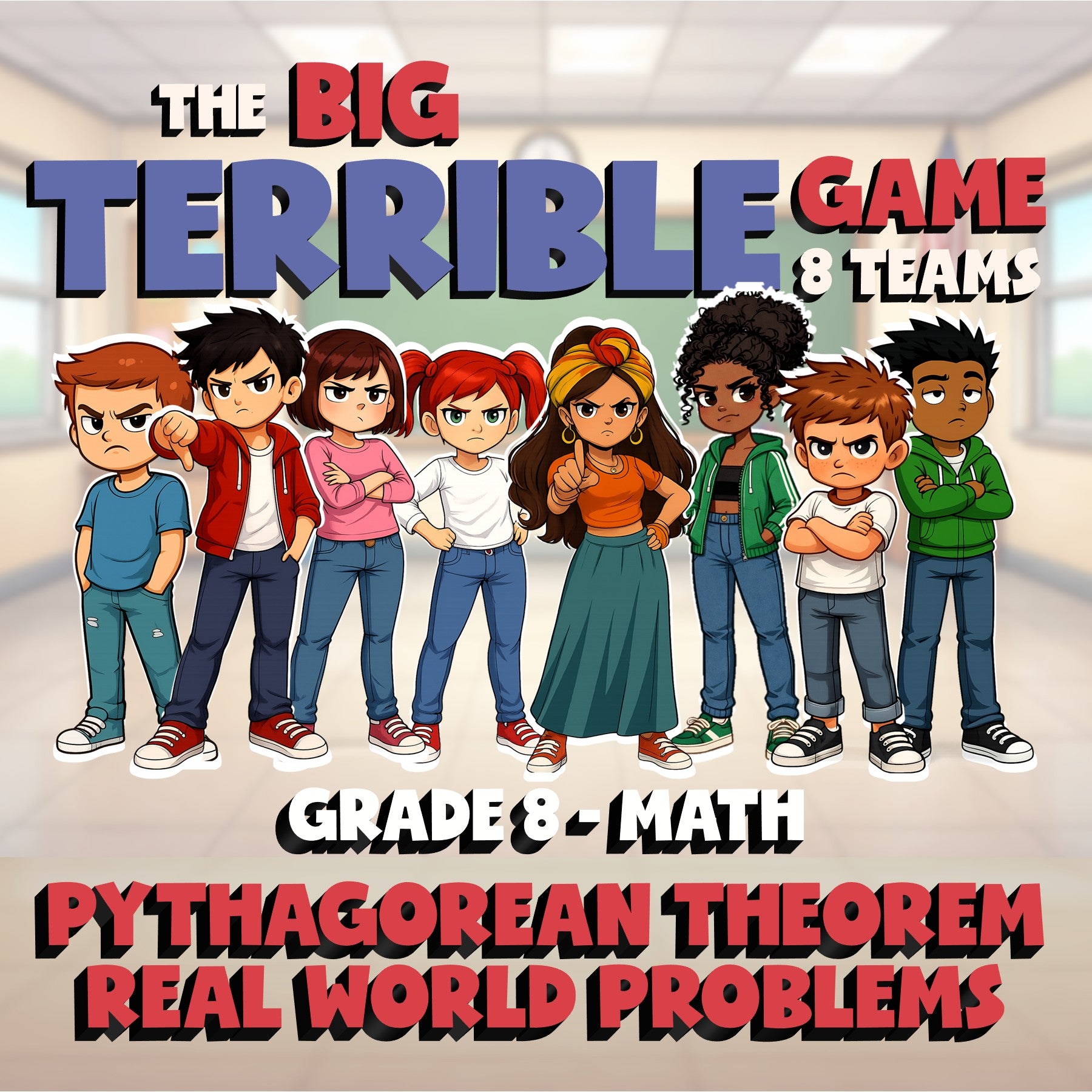 Pythagorean Theorem Real World Problems BIG TERRIBLE GAME - Grade 8 Math Review