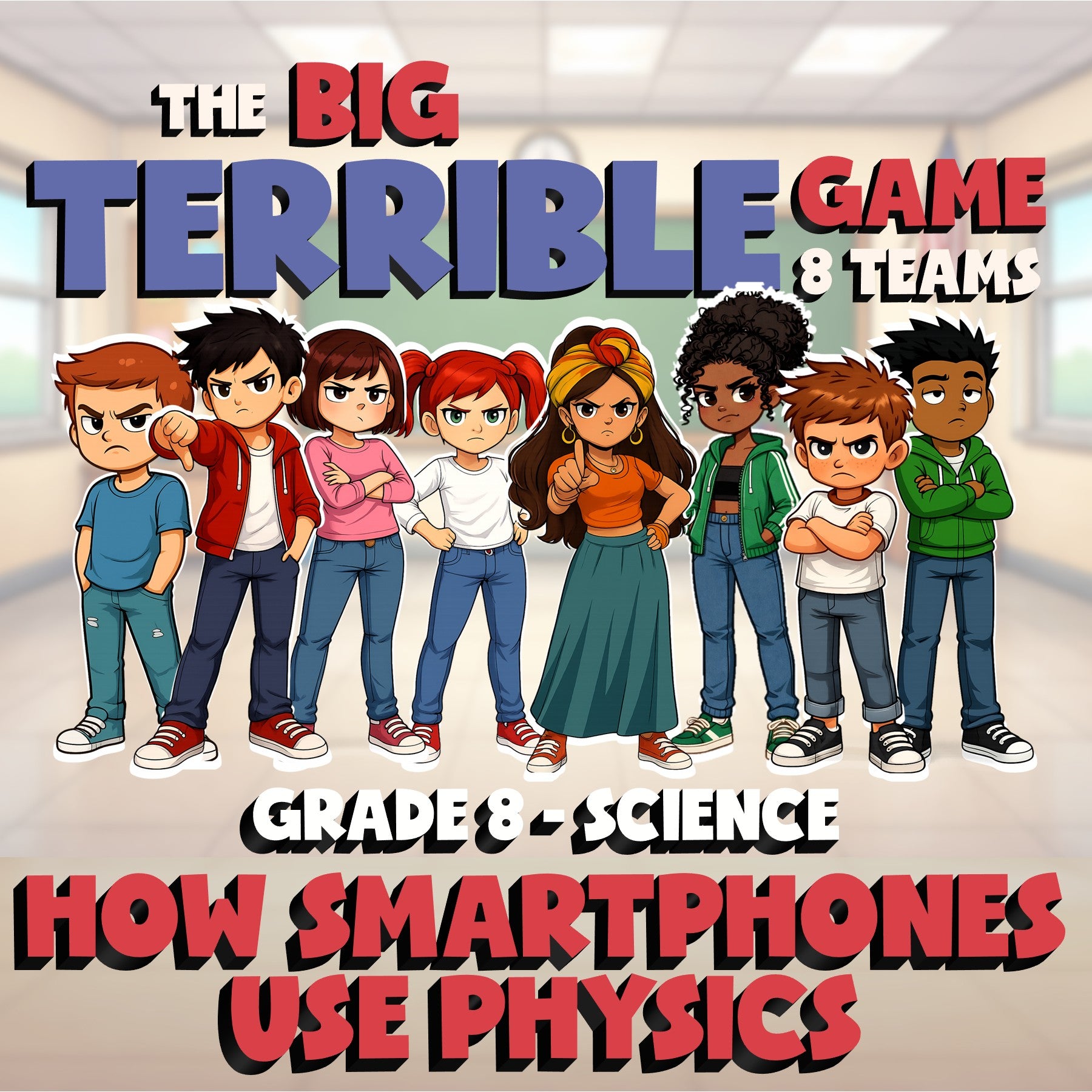 How Smartphones Use Physics BIG TERRIBLE GAME - No Prep Grade 8 Science Review
