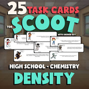 Density SCOOT TASK CARDS Science Game - No Prep Chemistry Review Activity