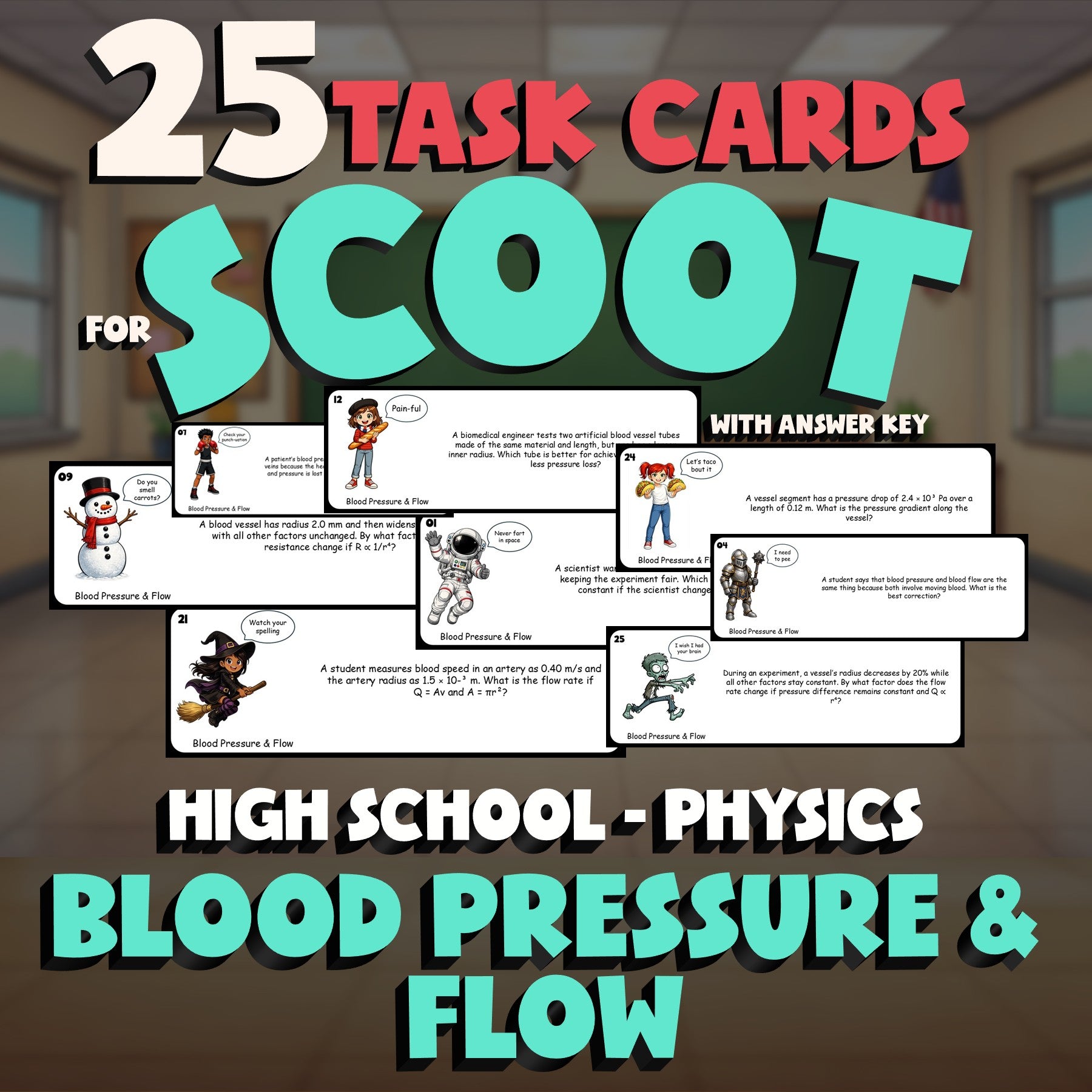 Blood Pressure & Flow SCOOT TASK CARDS Science Game - No Prep Physics Review