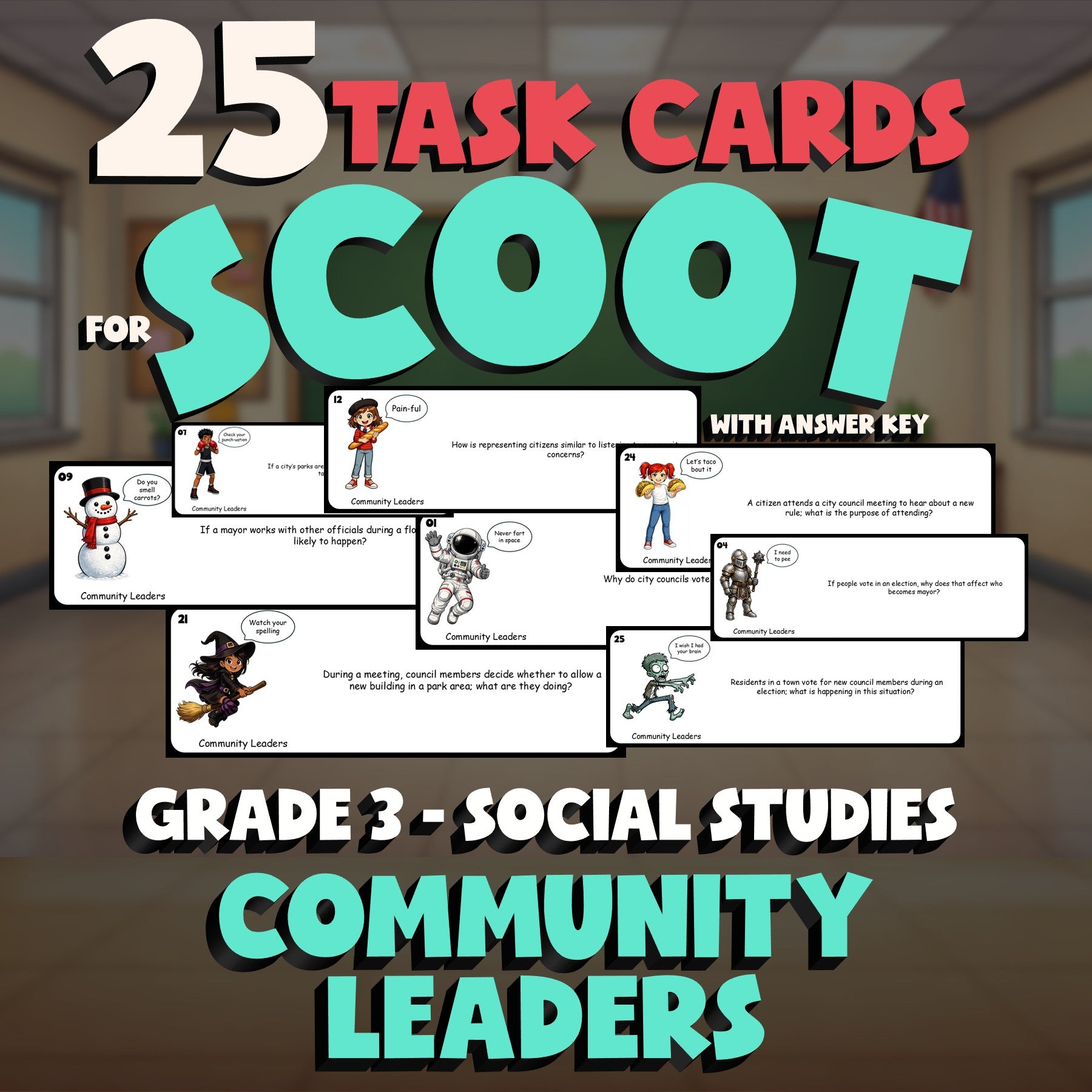 Community Leaders SCOOT TASK CARDS Socials Game - No Prep Grade 3 Review