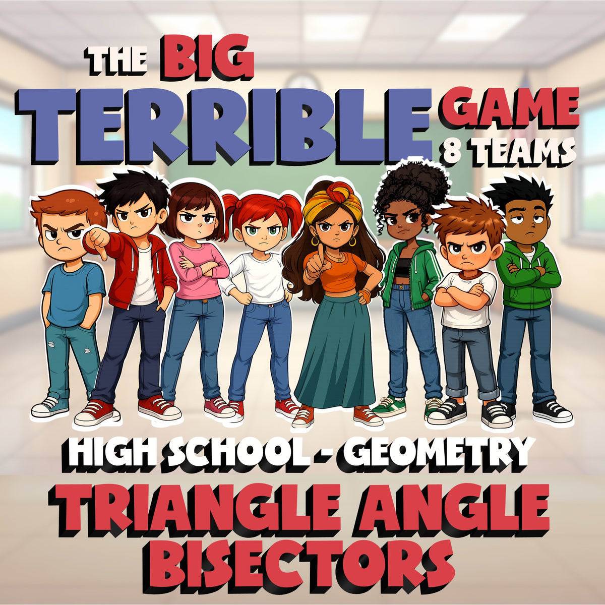 Triangle Angle Bisectors BIG TERRIBLE GAME - No Prep Geometry Math Review