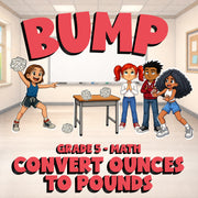 Convert Ounces to Pounds BUMP Math Game - No Prep Grade 5 Review Activity