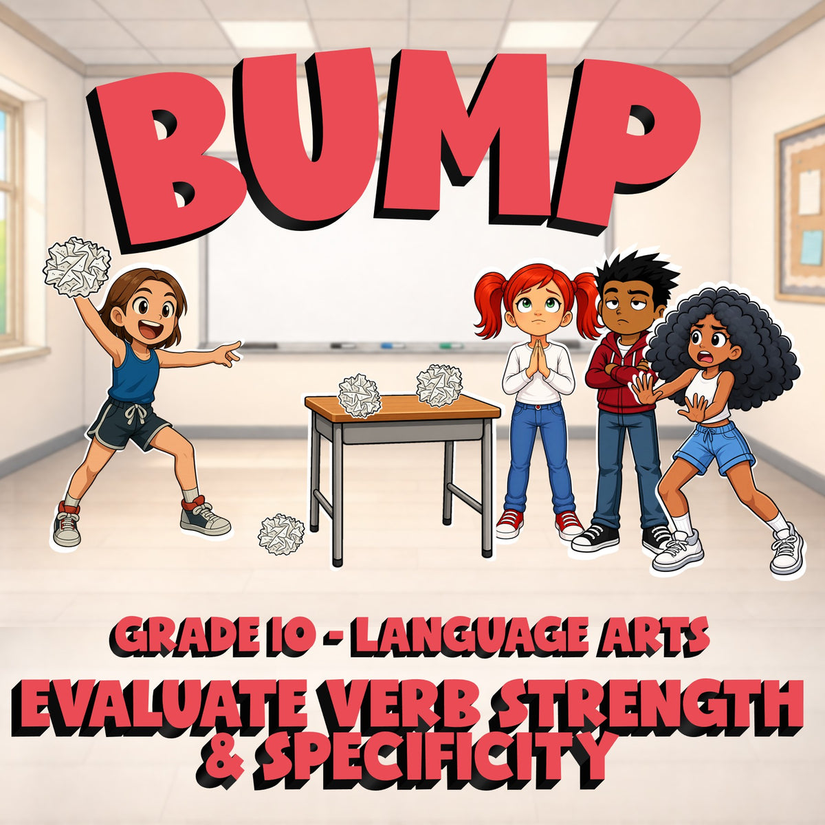 Evaluate Verb Strength & Specificity BUMP ELA Game - No Prep Grade 10 Review