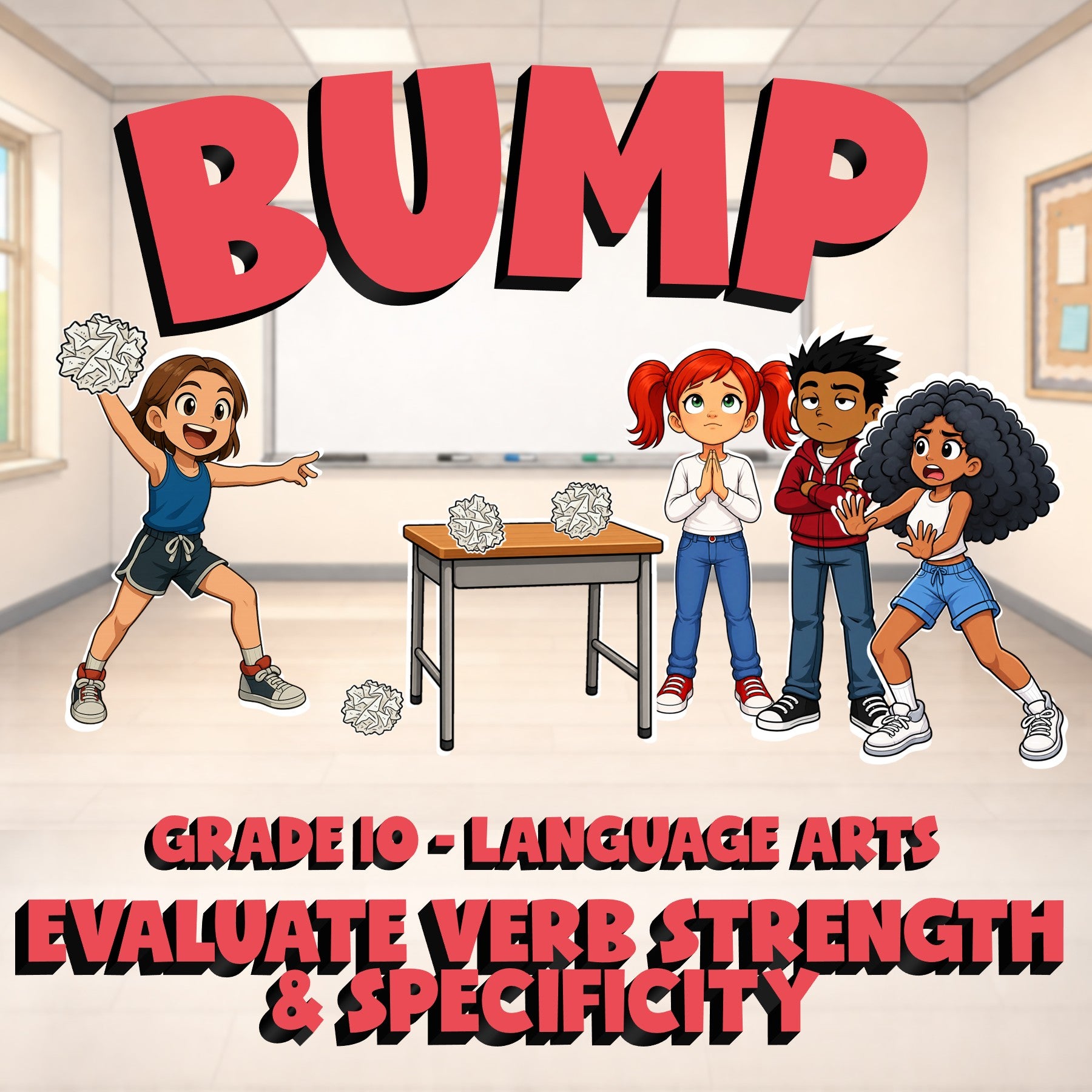 Evaluate Verb Strength & Specificity BUMP ELA Game - No Prep Grade 10 Review