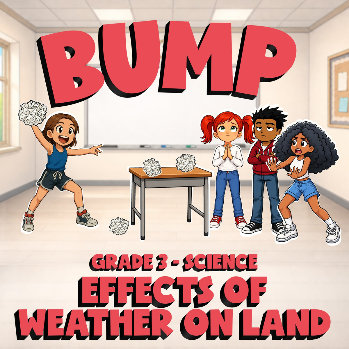 Effects of Weather on Land BUMP Science Game - No Prep Grade 3 Review Activity