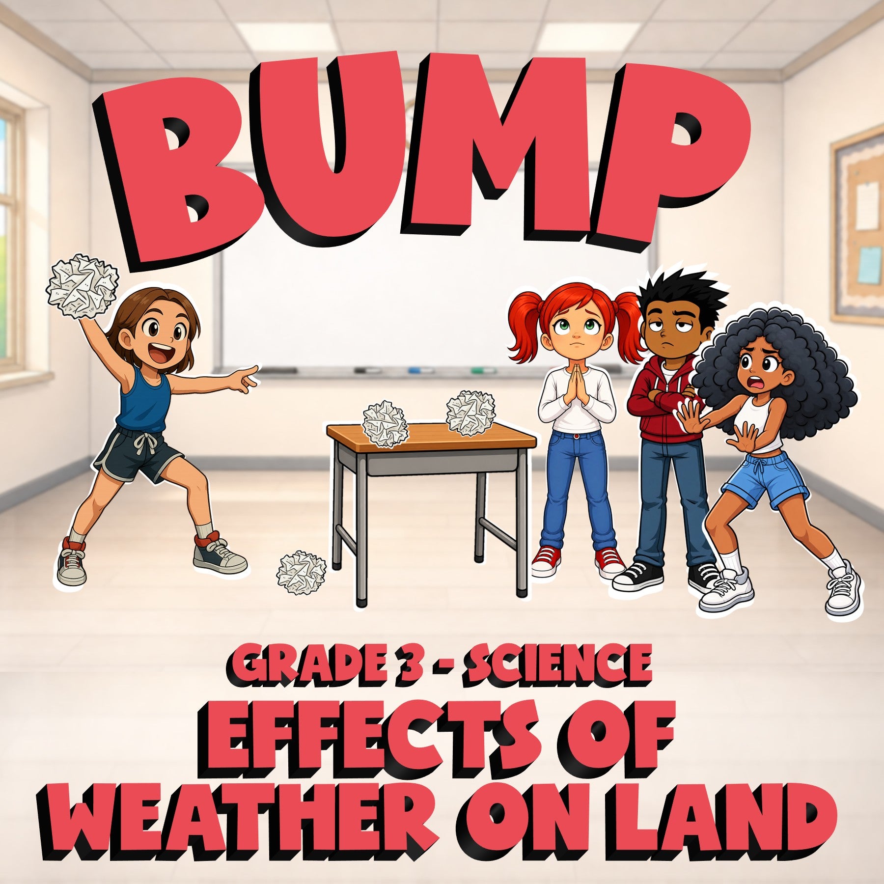 Effects of Weather on Land BUMP Science Game - No Prep Grade 3 Review Activity