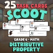 Distributive Property SCOOT TASK CARDS Math Game - No Prep Grade 6 Review