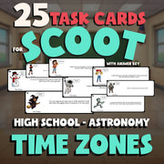 Time Zones SCOOT TASK CARDS Science Game - No Prep Astronomy Review Activity