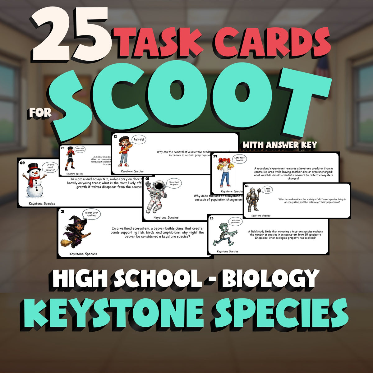 Keystone Species SCOOT TASK CARDS Science Game - No Prep Biology Review Activity