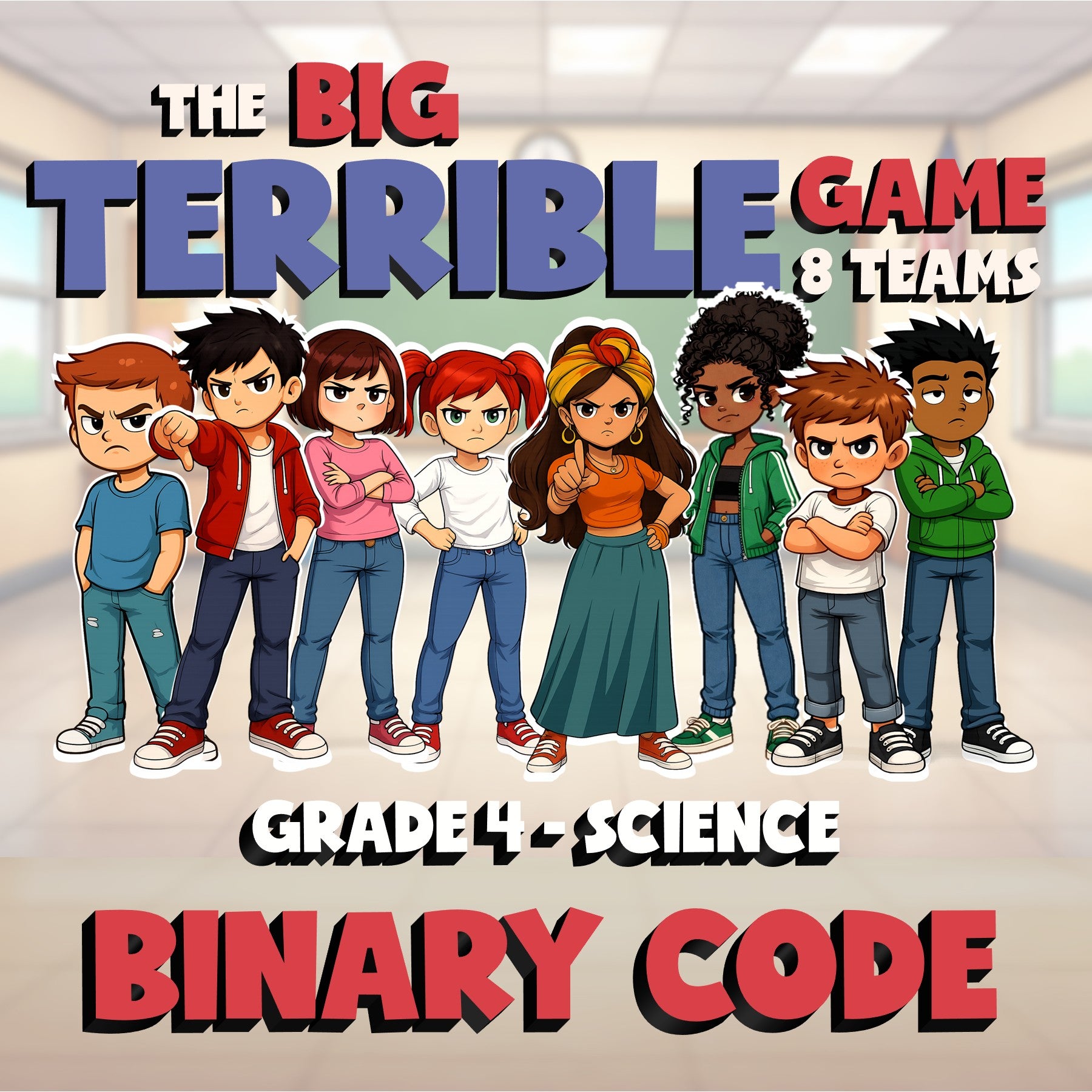 Binary Code BIG TERRIBLE GAME - No Prep Grade 4 Science Review Activity