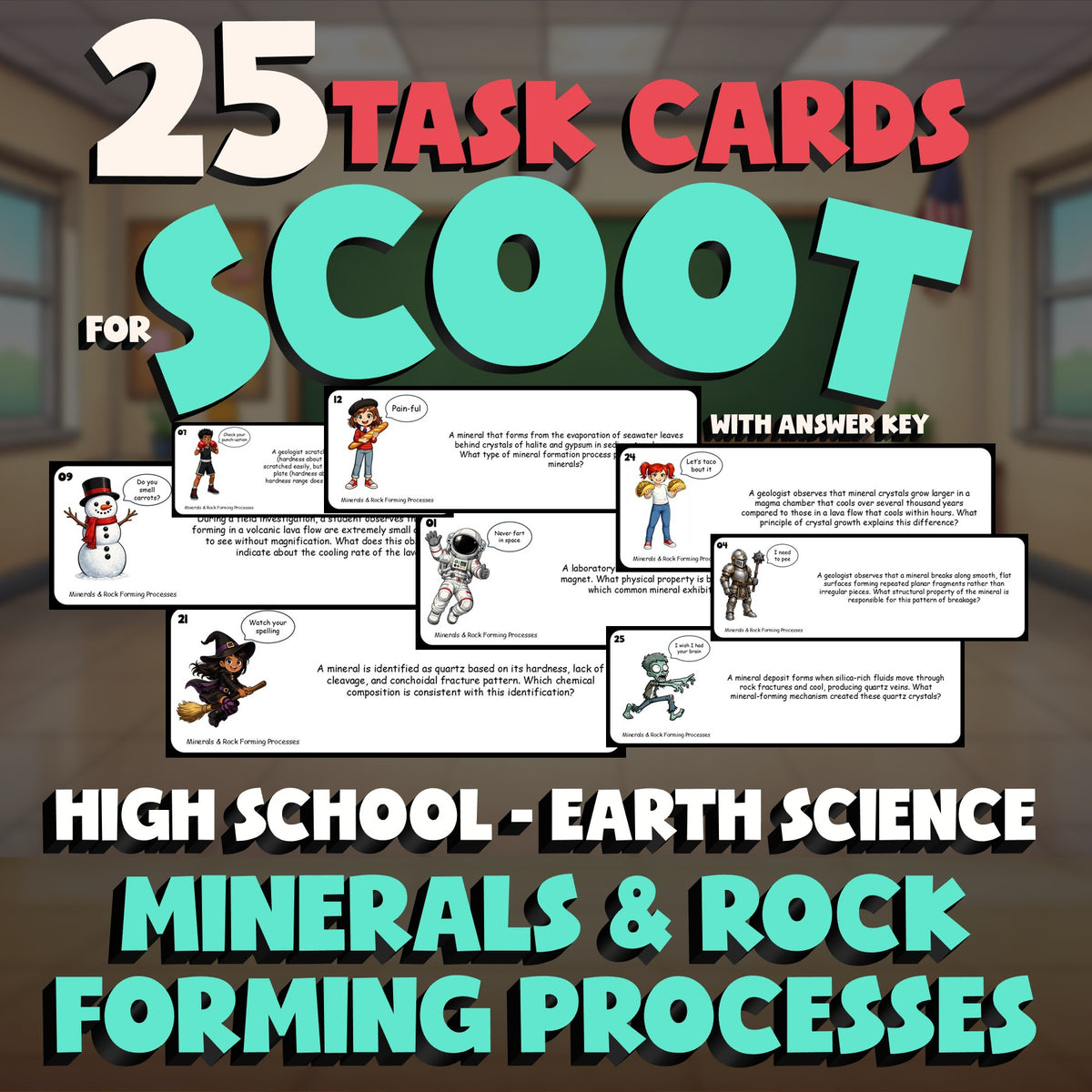 Minerals & Rock Forming Processes SCOOT TASK CARDS Game - No Prep Earth Science