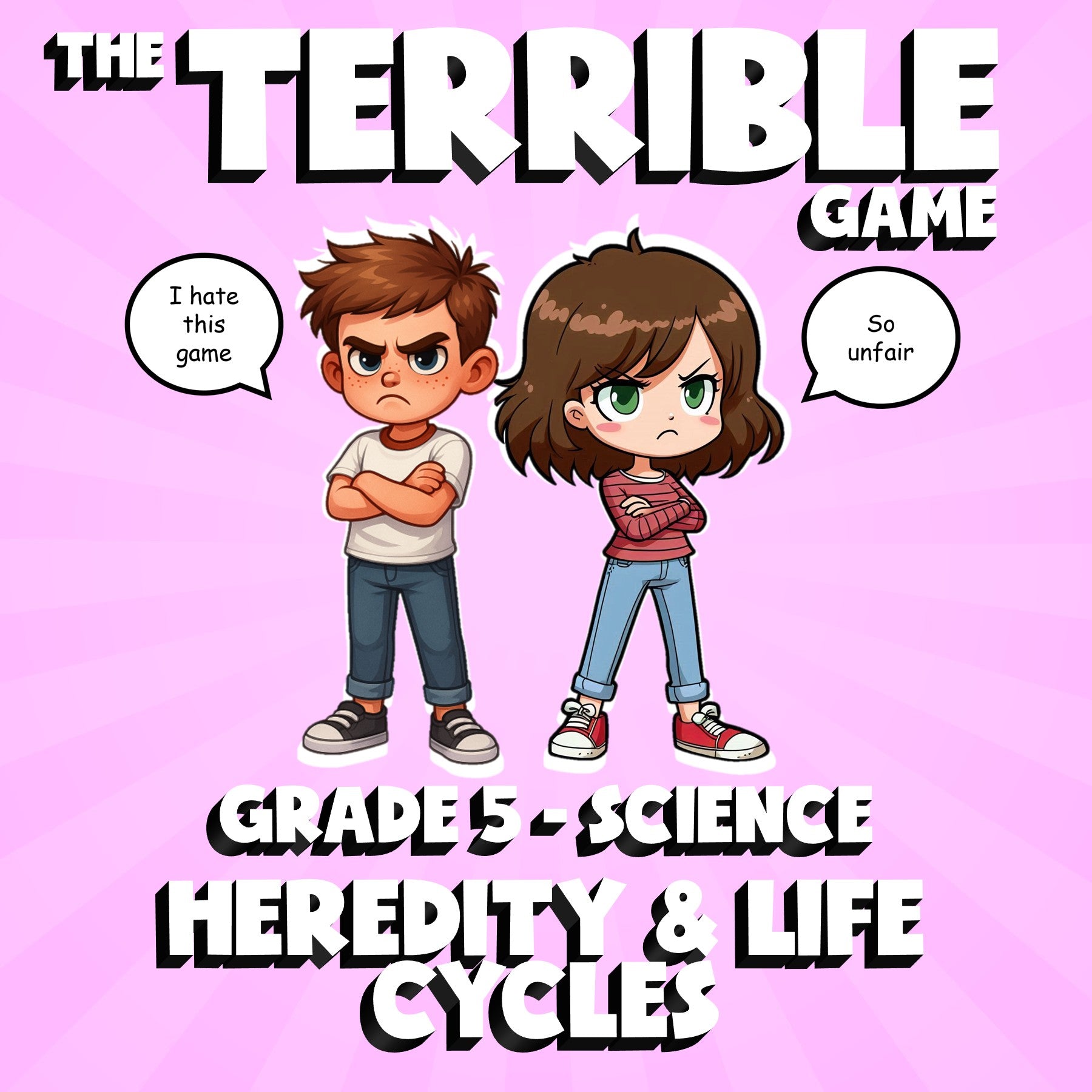 Heredity & Life Cycles THE TERRIBLE GAME - No Prep Grade 5 Science Review