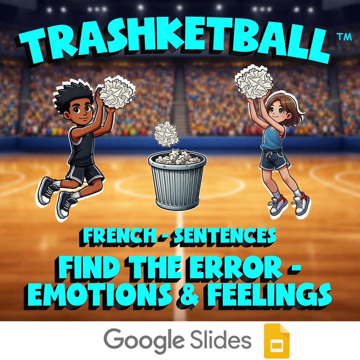 Find the Error - Emotions & Feelings TRASHKETBALL French Game - No Prep Exercise