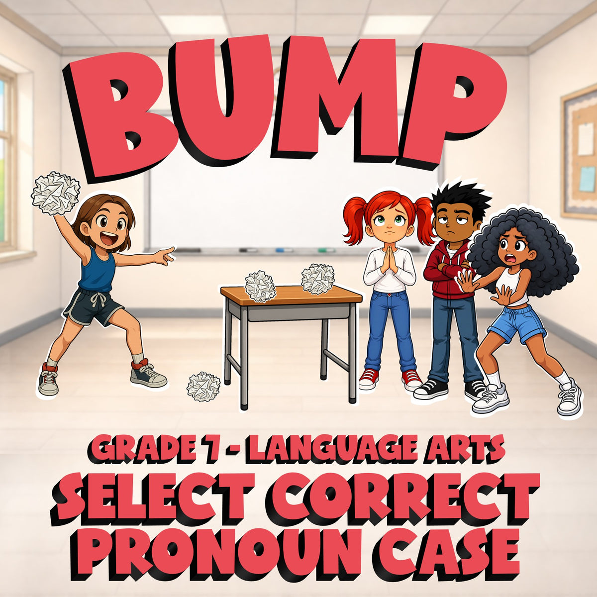 Select Correct Pronoun Case BUMP ELA Game - No Prep Grade 7 Review Activity