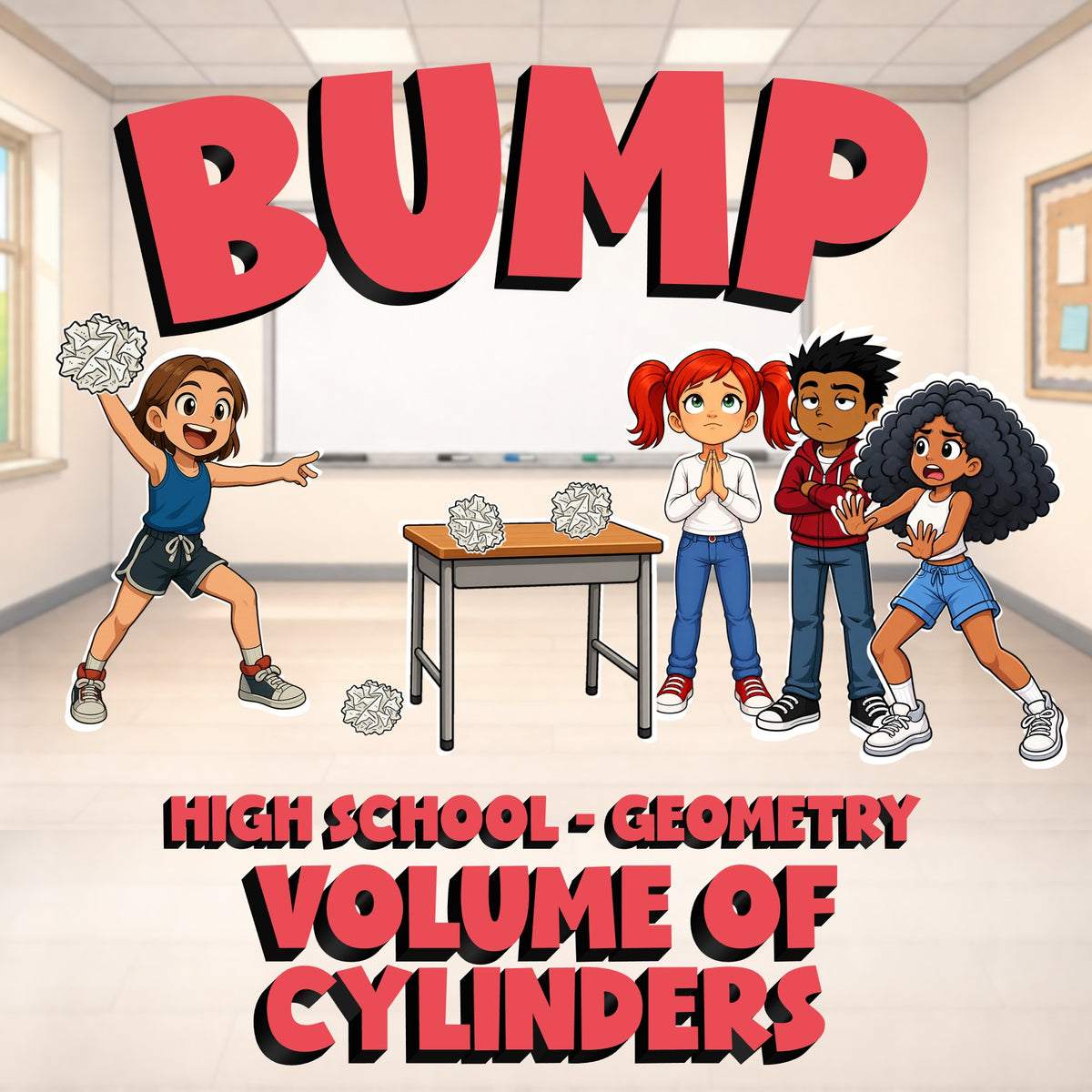 Volume of Cylinders BUMP Math Game - No Prep Geometry Review Activity