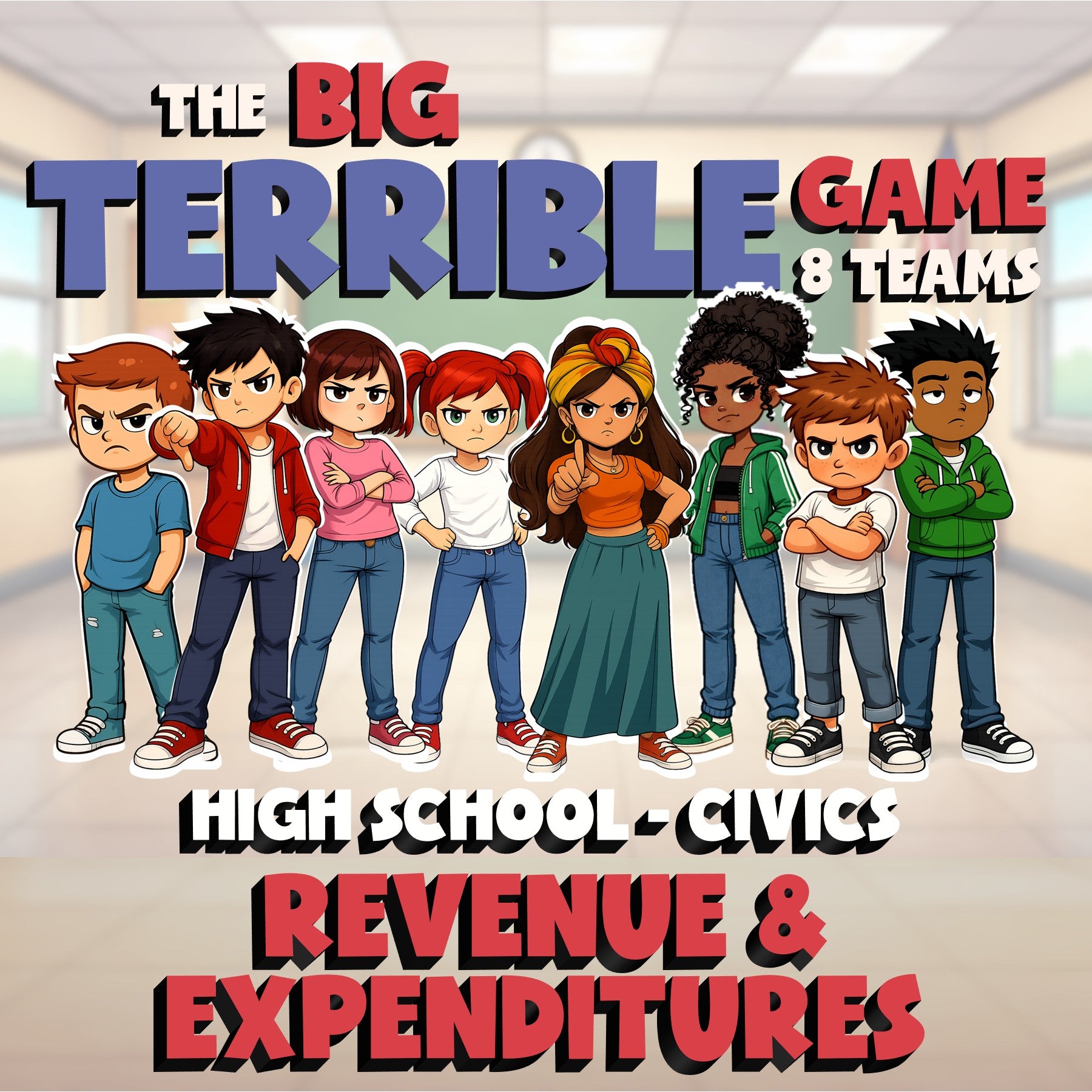 Revenue & Expenditures BIG TERRIBLE GAME - No Prep Civics Review Activity