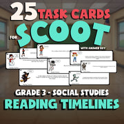 Reading Timelines SCOOT TASK CARDS Socials Game - No Prep Grade 3 Review