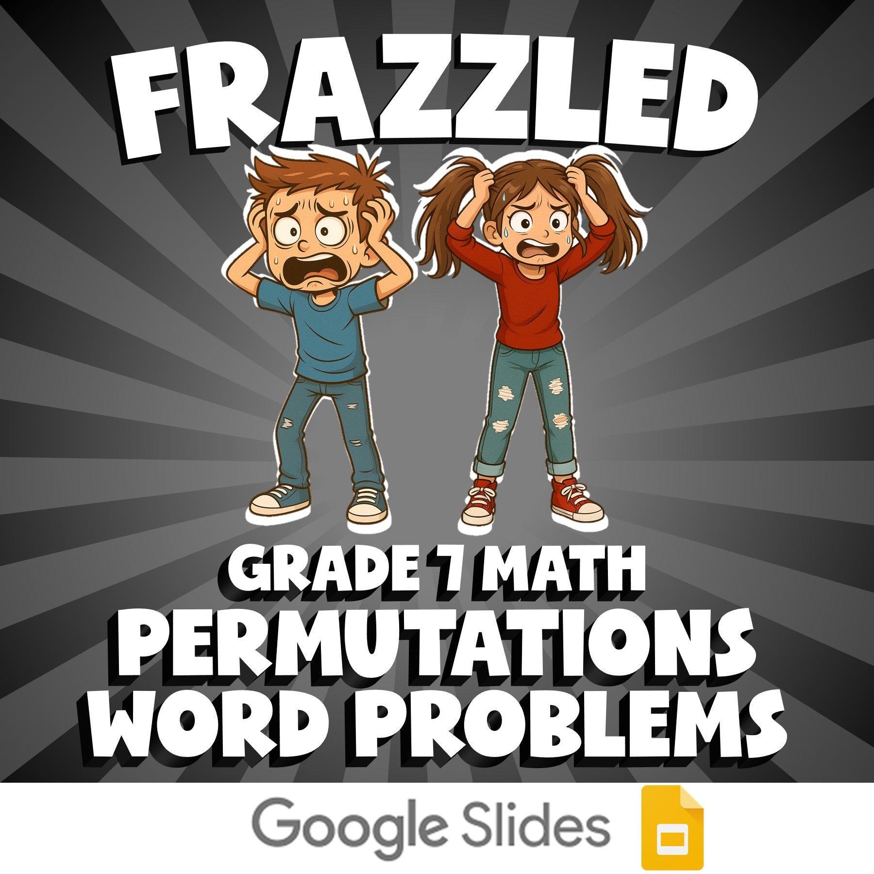 Permutations Word Problems FRAZZLED Math Game - No Prep Grade 7 Review Activity
