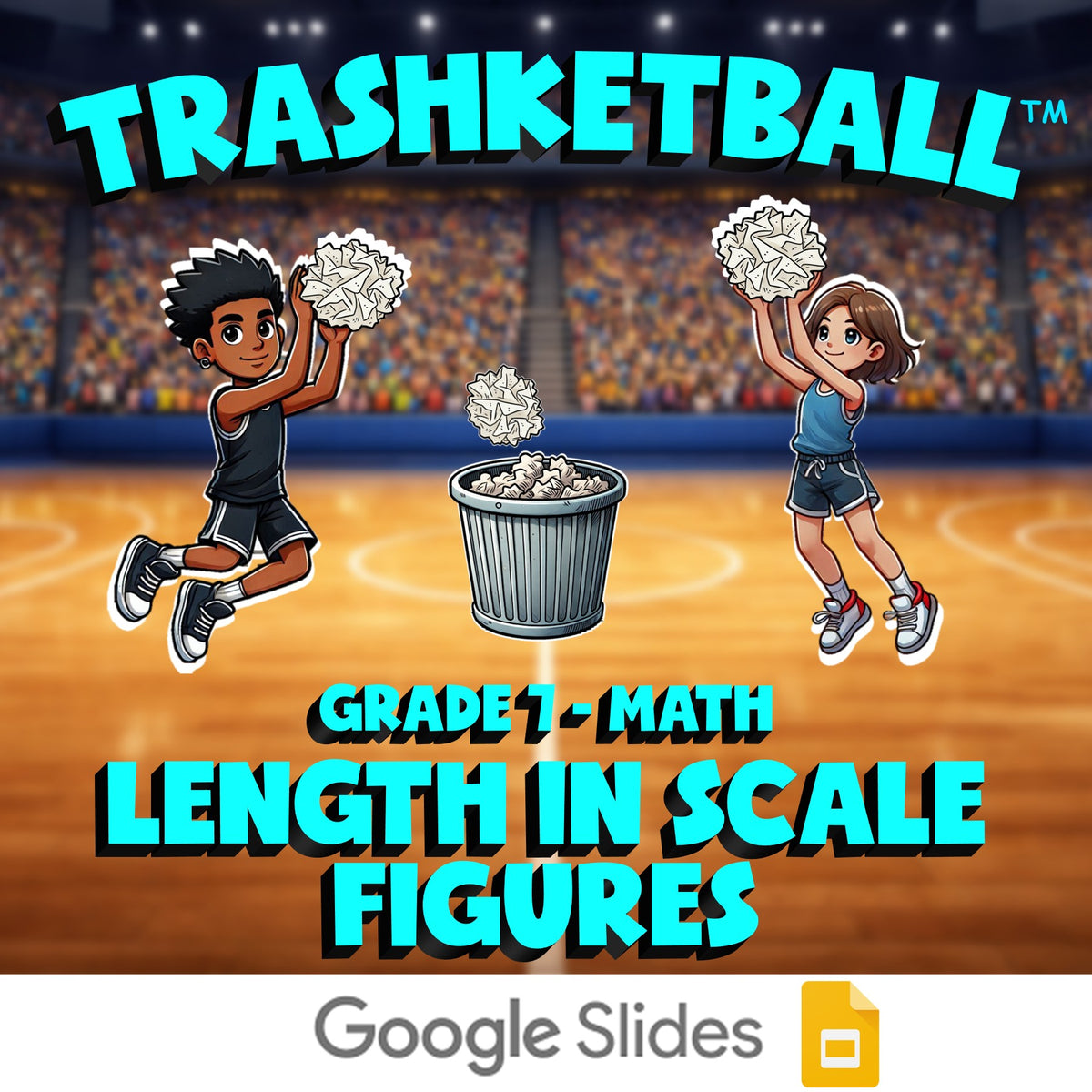 Length in Scale Figures TRASHKETBALL Math Game - No Prep Grade 7 Review Activity