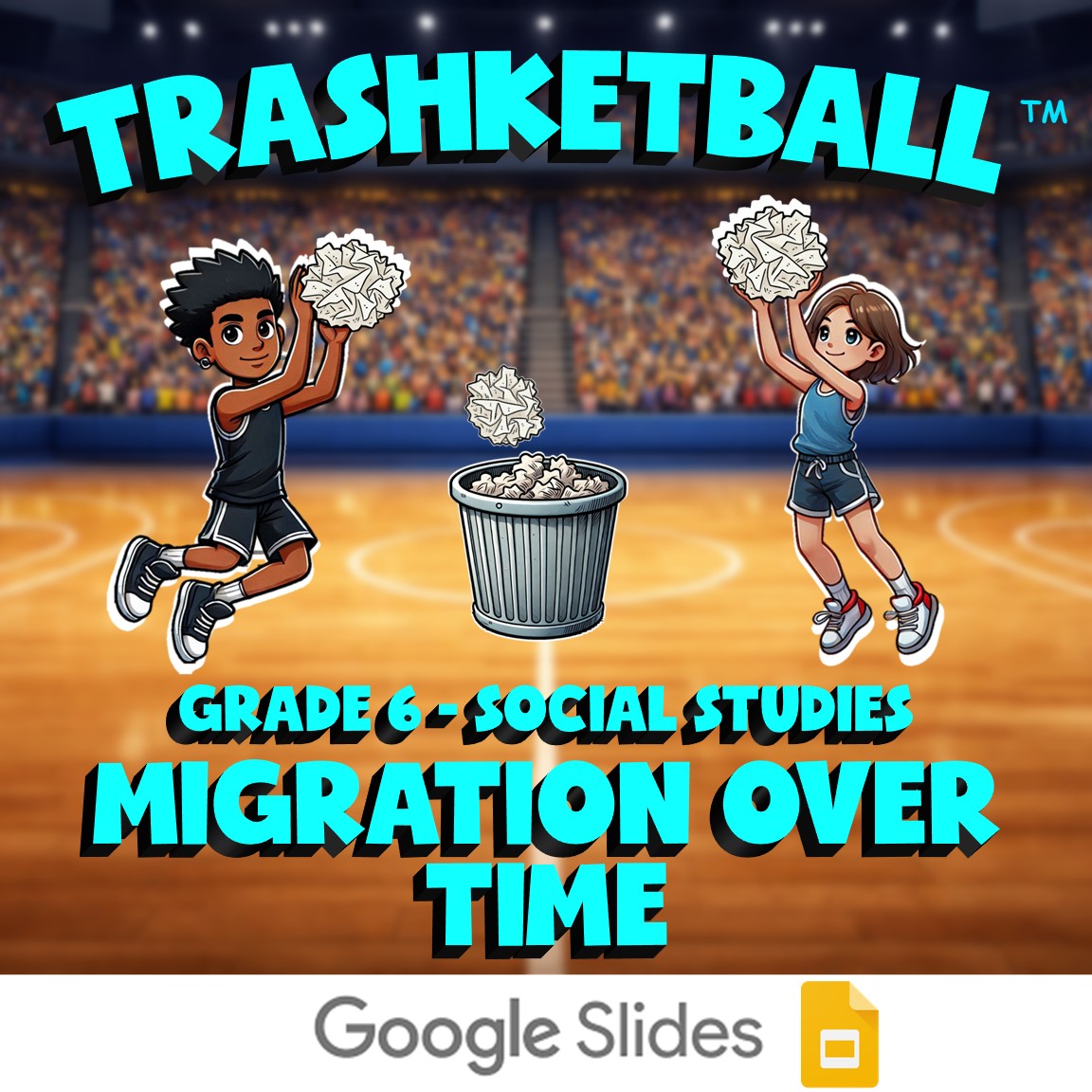 Migration Over Time TRASHKETBALL Socials Game - No Prep Grade 6 Review Activity