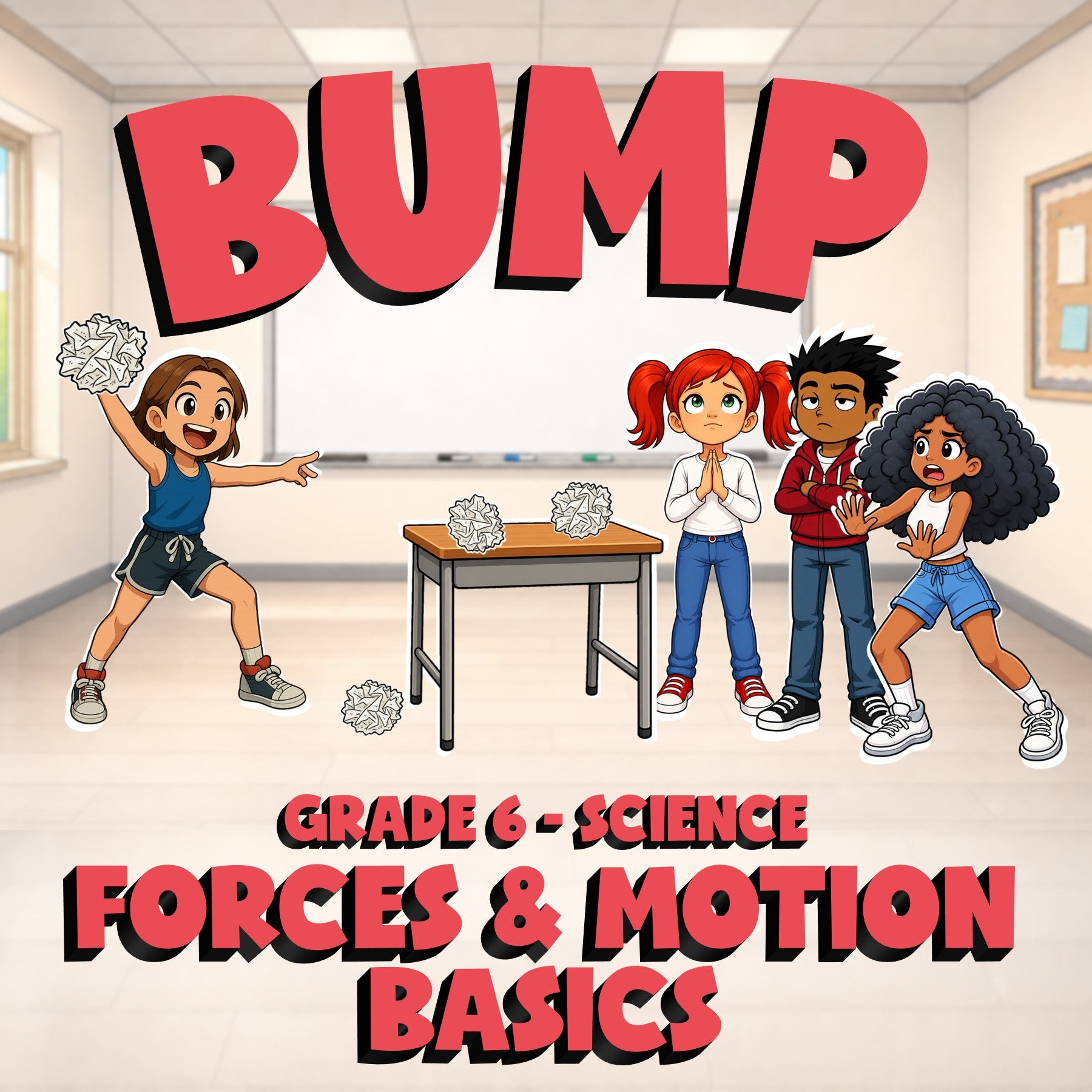 Forces & Motion Basics BUMP Science Game - No Prep Grade 6 Review Activity