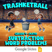 Subtraction Word Problems TRASHKETBALL Math Game - No Prep Grade 4 Review
