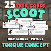 Torque Concept SCOOT TASK CARDS Science Game - No Prep Physics Review Activity