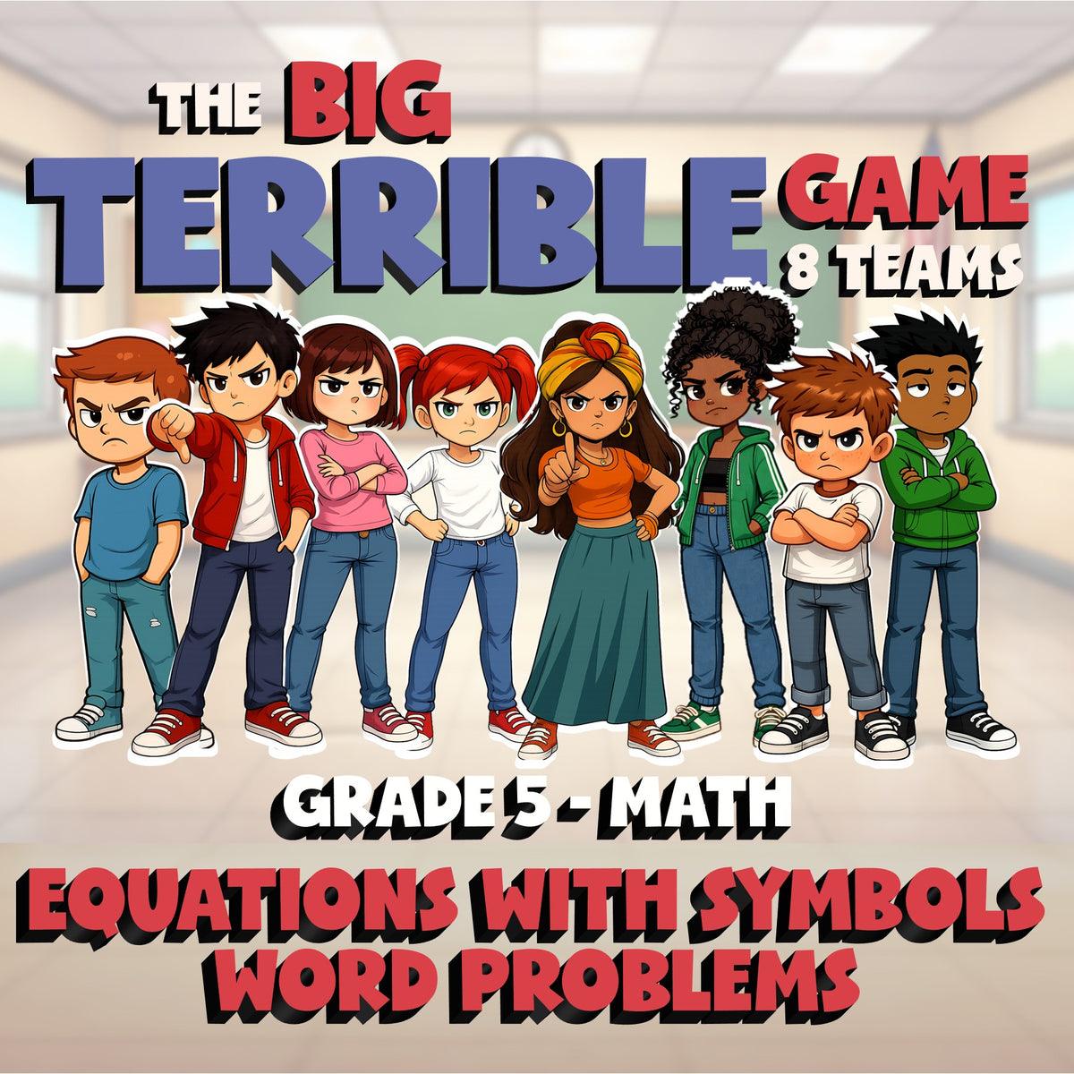 Equations with Symbols Word Problems BIG TERRIBLE GAME - Grade 5 Math Review