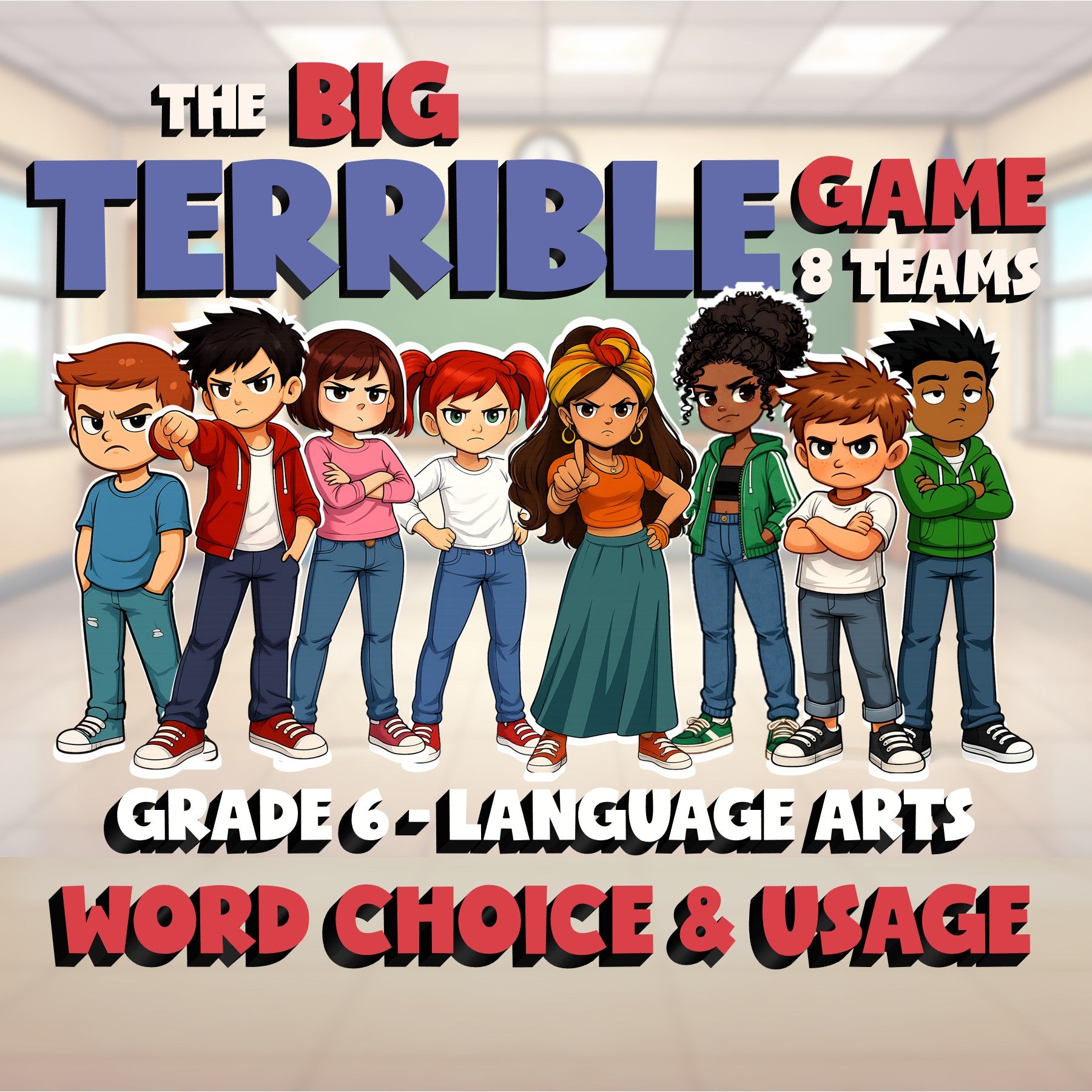 Word Choice & Usage BIG TERRIBLE GAME - No Prep Grade 6 ELA Review Activity