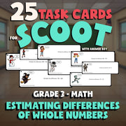 Estimating Differences of Whole Numbers SCOOT TASK CARDS Math Game - Grade 3