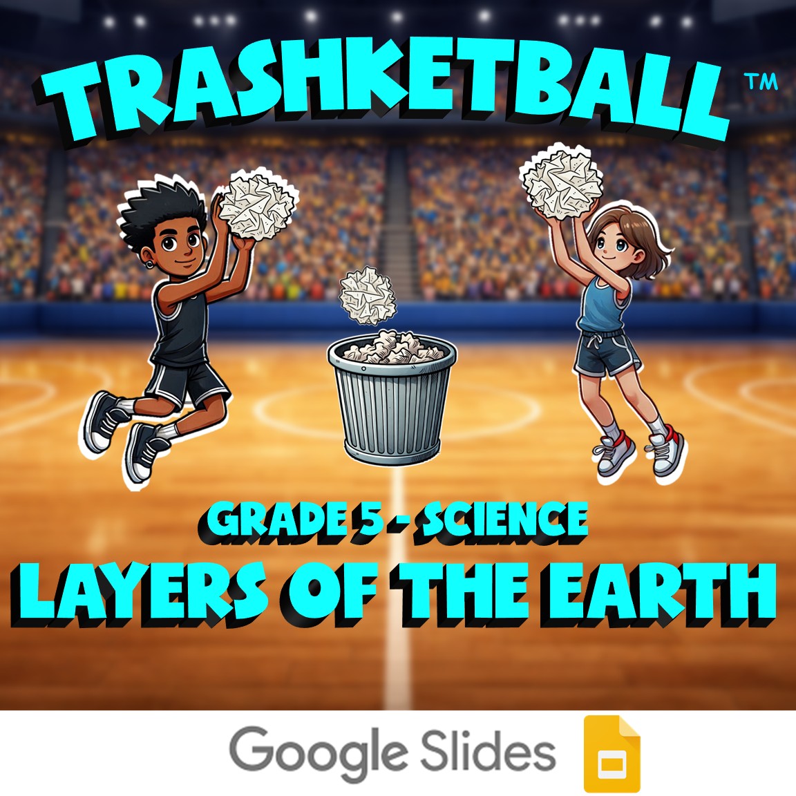 Layers of the Earth TRASHKETBALL Science Game - No Prep Grade 5 Review Activity