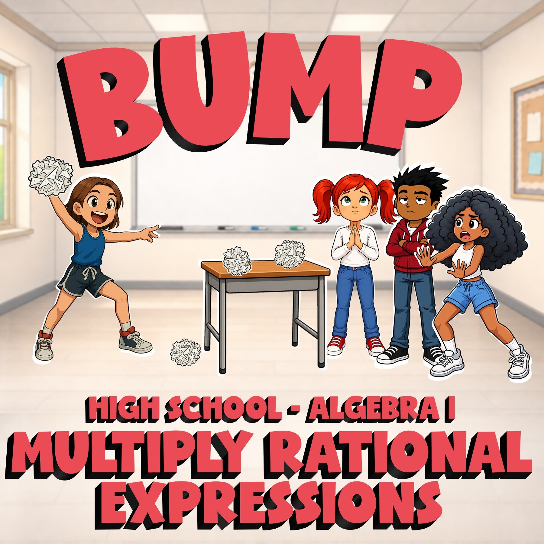 Multiply Rational Expressions BUMP Math Game - No Prep Algebra 1 Review Activity