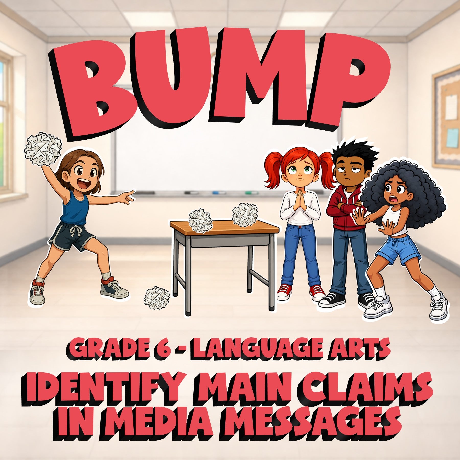 Identify Main Claims in Media Messages BUMP ELA Game - No Prep Grade 6 Review