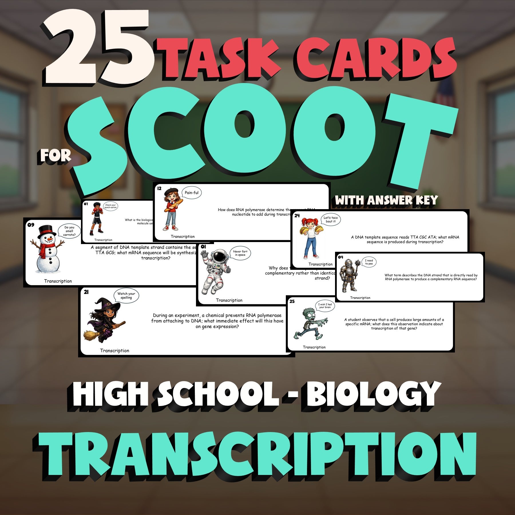 Transcription SCOOT TASK CARDS Science Game - No Prep Biology Review Activity