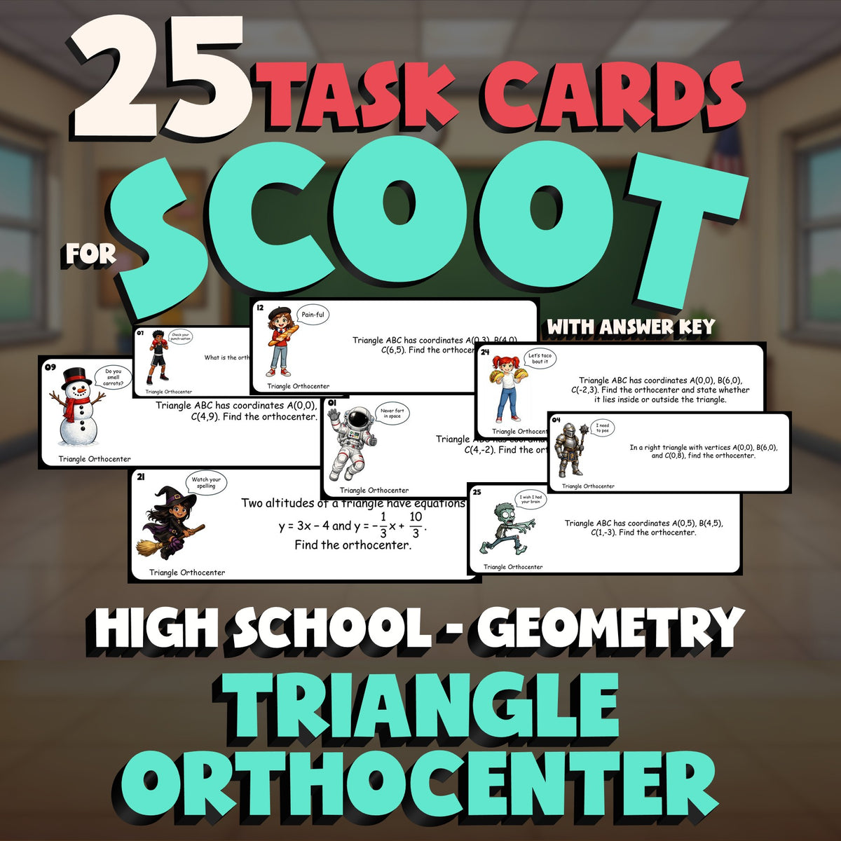 Triangle Orthocenter SCOOT TASK CARDS Math Game - No Prep Geometry Review