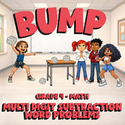 Multi Digit Subtraction Word Problems BUMP Math Game - No Prep Grade 4 Review
