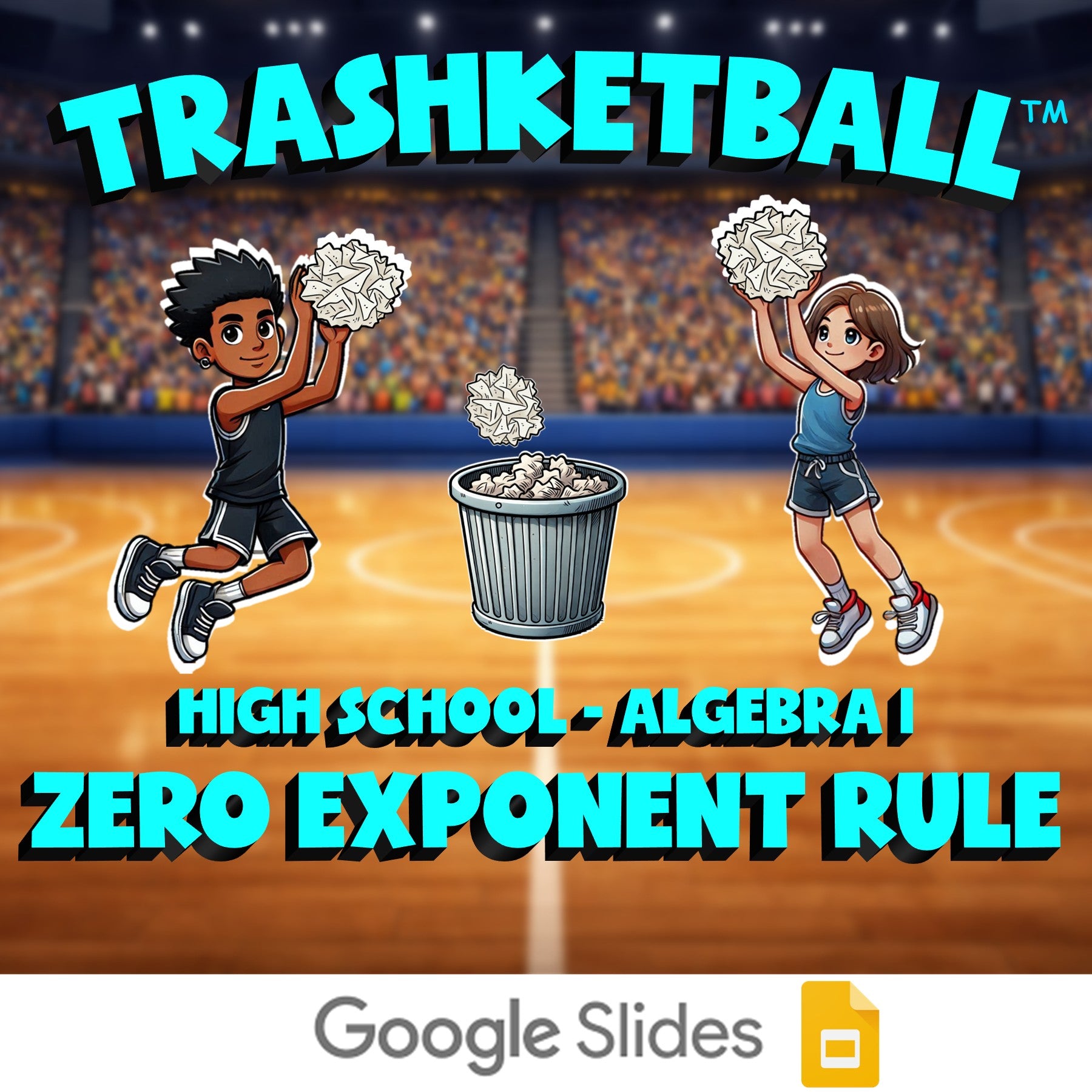 Zero Exponent Rule TRASHKETBALL Math Game - No Prep Algebra 1 Review Activity