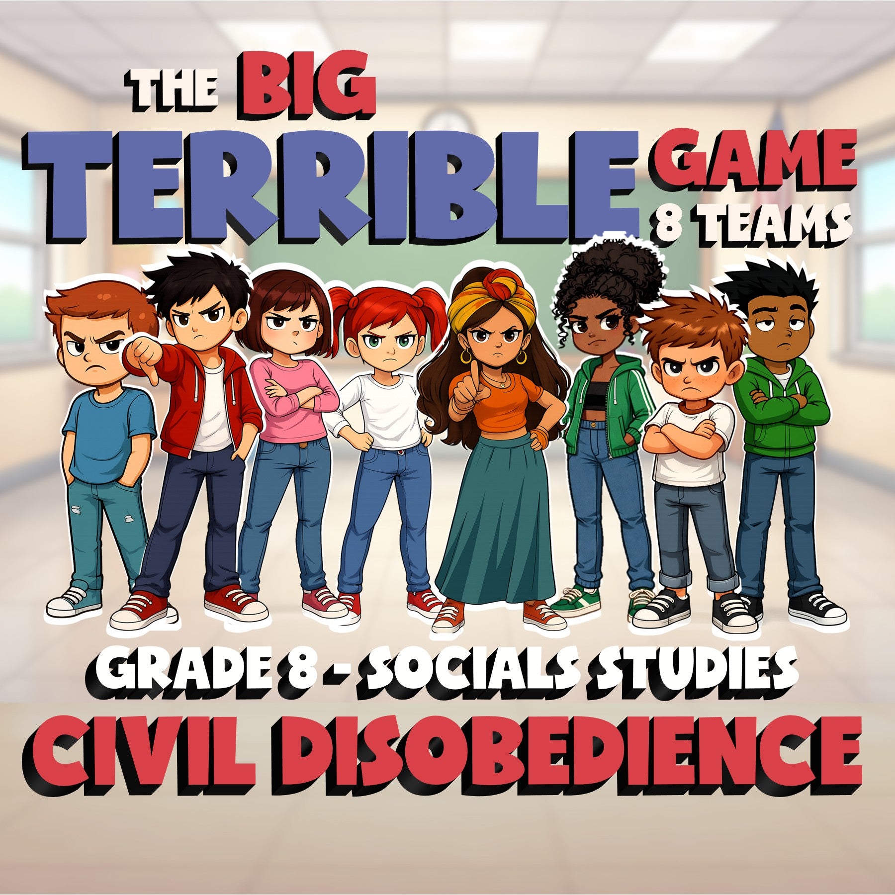 Civil Disobedience BIG TERRIBLE GAME - No Prep Grade 8 Socials Review Activity