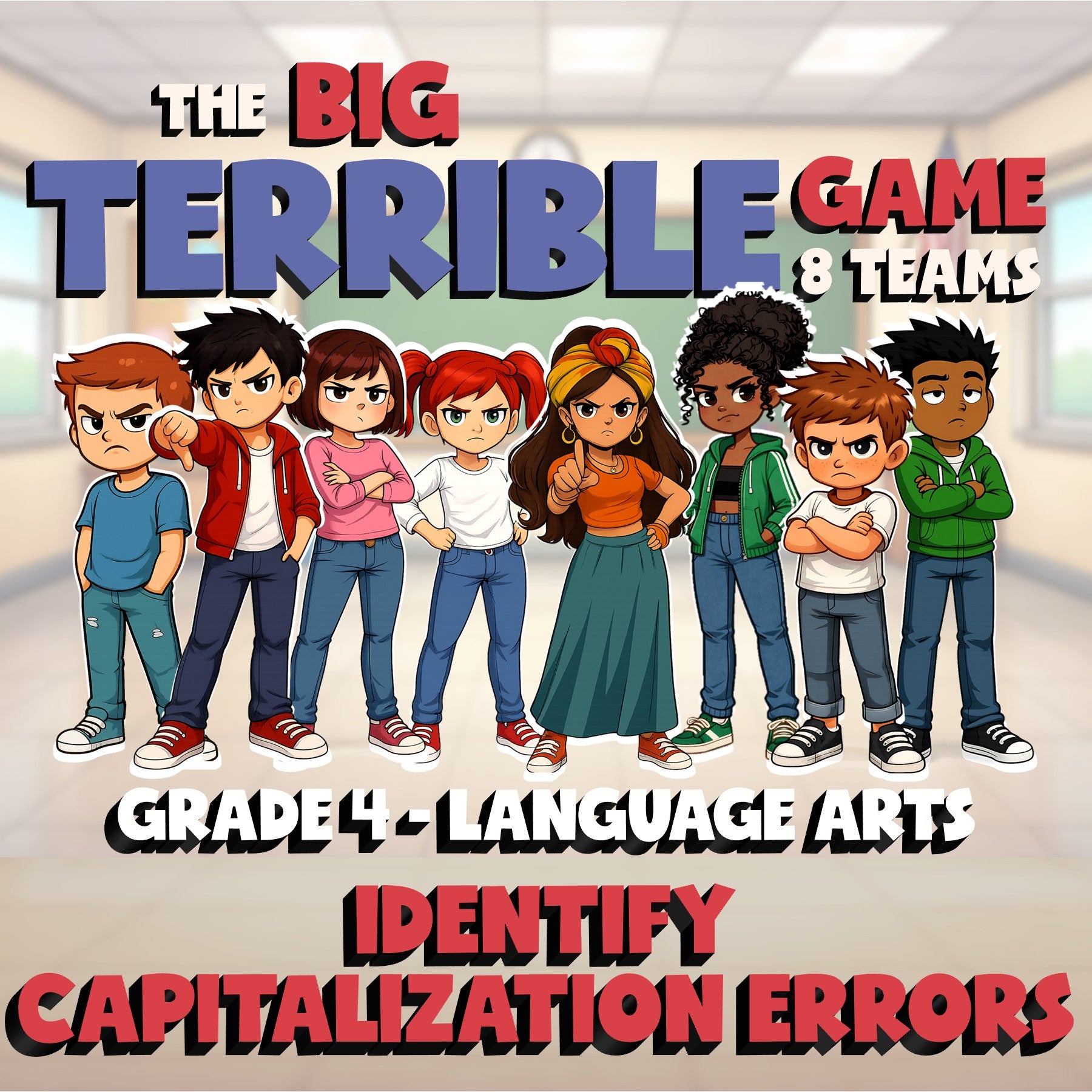 Identify Capitalization Errors BIG TERRIBLE GAME - No Prep Grade 4 ELA Review