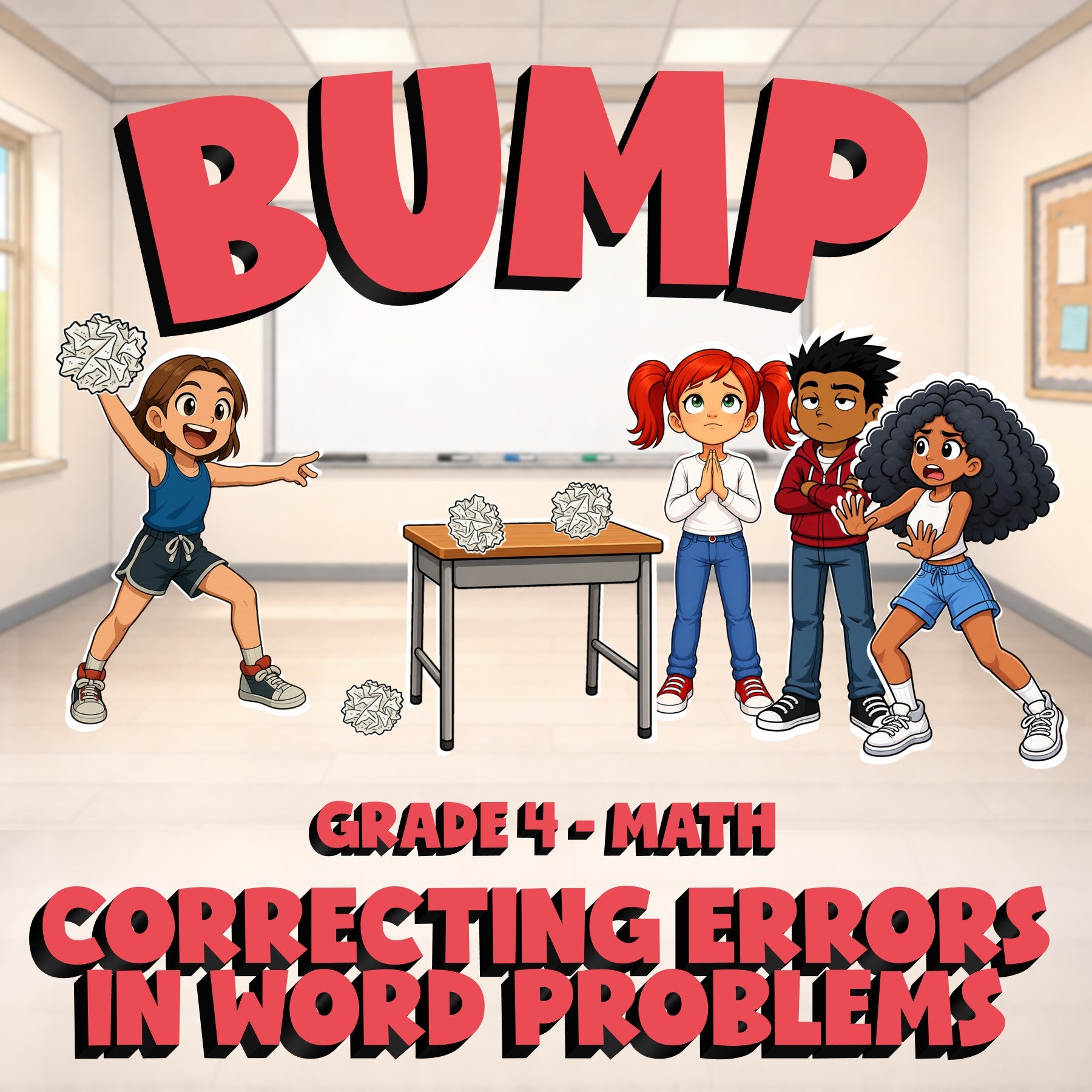 Correcting Errors in Word Problems BUMP Math Game - No Prep Grade 4 Review