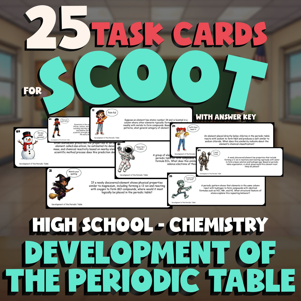 Development of the Periodic Table SCOOT TASK CARDS Science Game - Chemistry